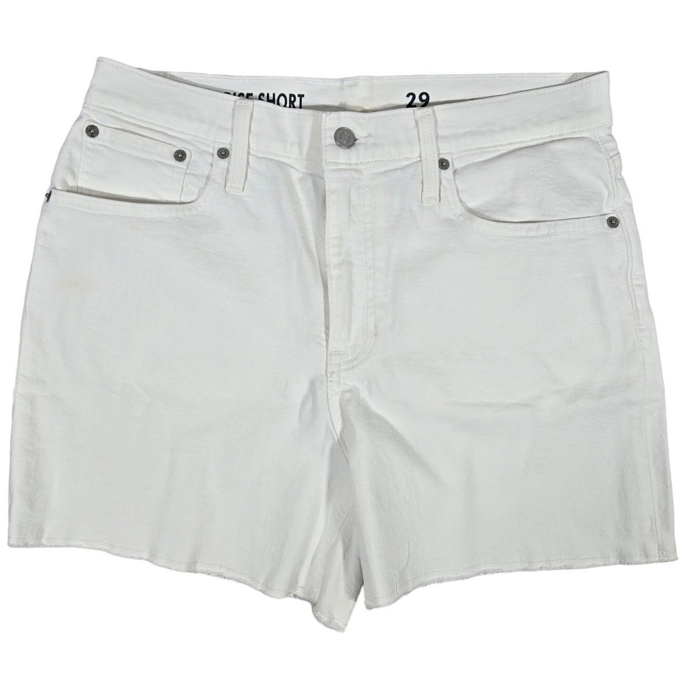 J.Crew Womens High Rise Denim Shorts White‎ Raw Hem BF382 Size 29 New
